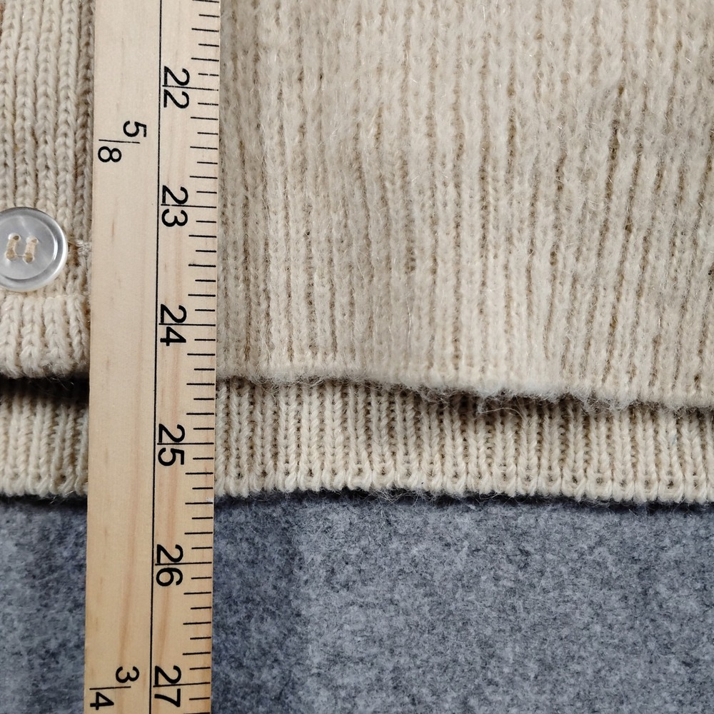 Vintage Western Cardigan Sweater Cream Rust Suede Yoke Elbow Patches L Mohair - Picture 11 of 14